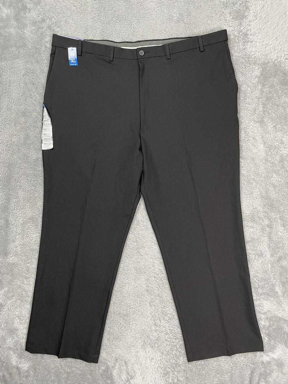Haggar Cool 18 Pro Dress Pants Mens 48x30 Black Big & Tall Classic Stretch NWT